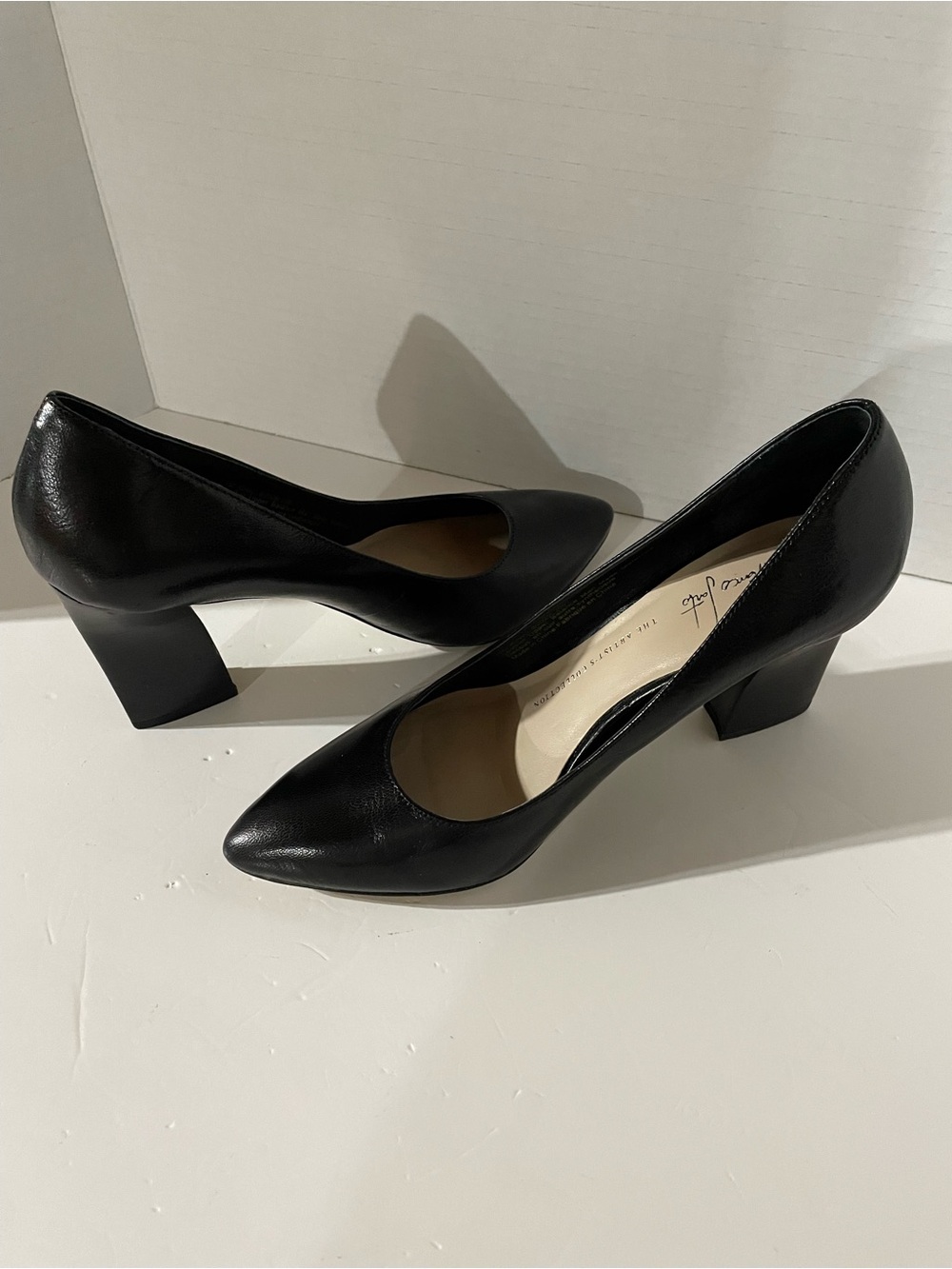 Franco Sarto Iconic Leather Pointed Toe Pumps Black Size 7M